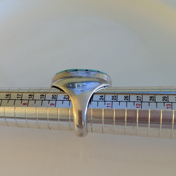 Vintage Zuni Turquoise Hummingbird Amy Quandalacy Ring Size 10 - Picture 6 of 12
